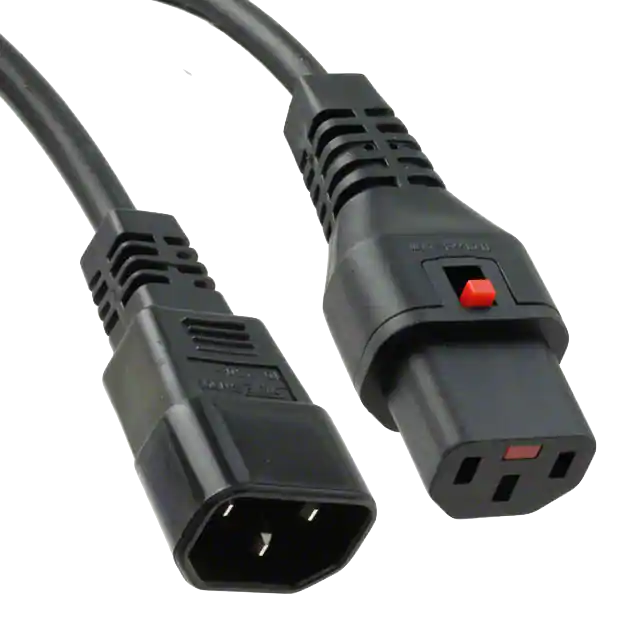 IEC-Lock power cable 2m, IEC60320 C14/C13, 10A, 250VAC, BLACK
