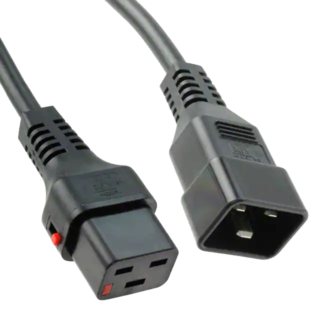 IEC-Lock power cable 2m, IEC60320 C19/C13, 16A, 250VAC, BLACK